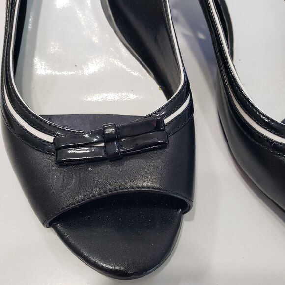 Franco Sarto L-Sabrina Women's Open Toe Black Heels with Bow, Size 8.5 M - Picture 2 of 8